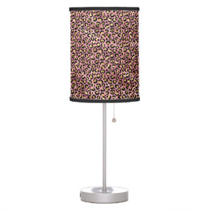 Pink & Gold Leopard Print Pattern Table Lamp