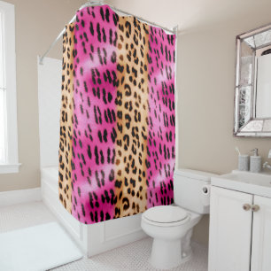 Pink Gold Leopard Print Shower Curtain