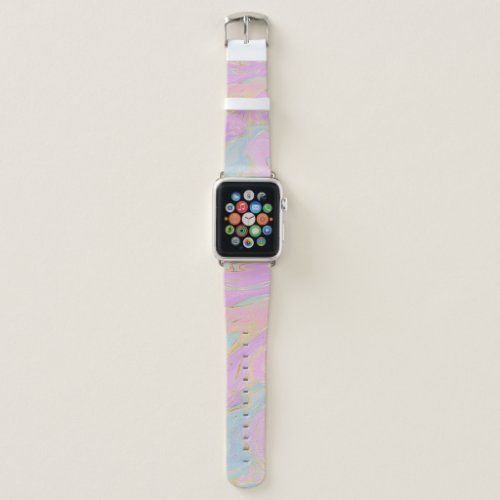 Pink Gold Liquid Swirl Rainbow Marble Apple Watch Band