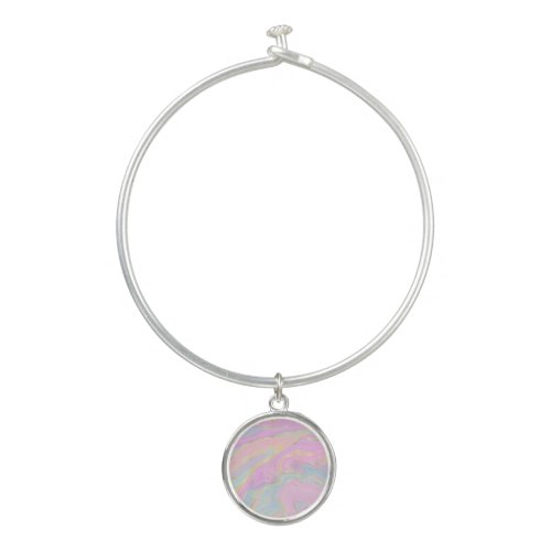 Pink Gold Liquid Swirl Rainbow Marble Bangle Bracelet