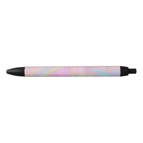 Pink Gold Liquid Swirl Rainbow Marble Black Ink Pen
