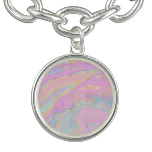 Pink Gold Liquid Swirl Rainbow Marble Bracelet