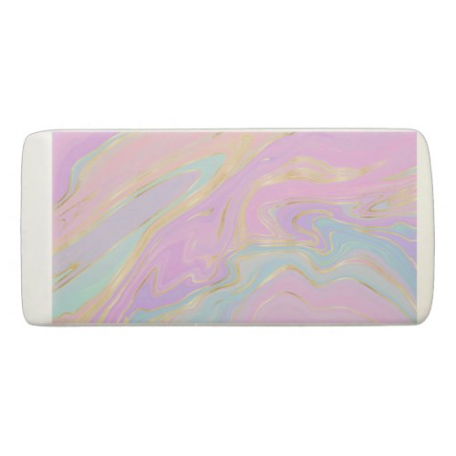 Pink Gold Liquid Swirl Rainbow Marble Eraser