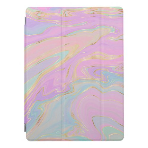 Pink Gold Liquid Swirl Rainbow Marble iPad Pro Cover