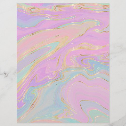 Pink Gold Liquid Swirl Rainbow Marble Letterhead
