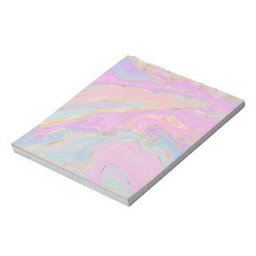 Pink Gold Liquid Swirl Rainbow Marble Notepad