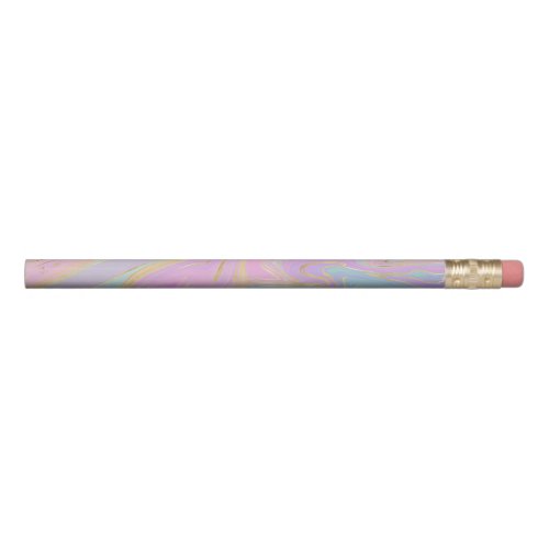 Pink Gold Liquid Swirl Rainbow Marble Pencil
