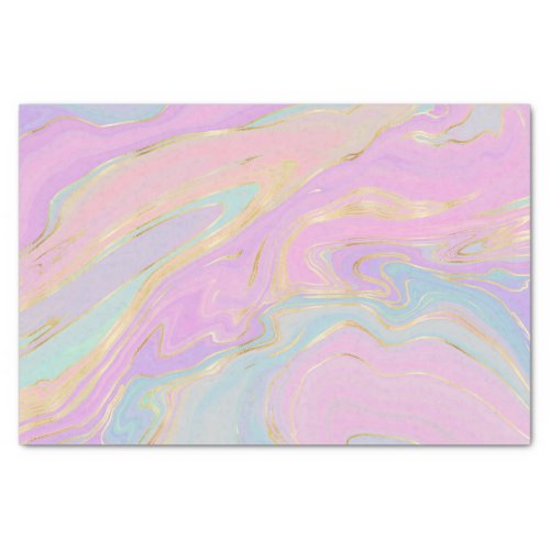 Pink Gold Liquid Swirl Rainbow Marble Tissue Paper
