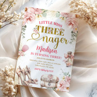 Pink Gold Little Miss Threenager Third Birthday