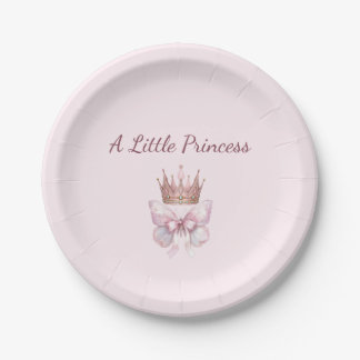 Pink & Gold Little Princess Butterfly Baby Shower Paper Plates