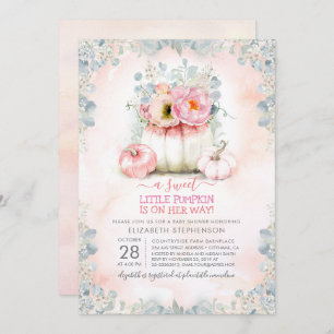 Pink Gold Little Pumpkin Cute Elegant Baby Shower Invitation