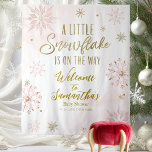 Pink Gold Little Snowflake Baby Shower Backdrop<br><div class="desc">Adorable calligraphy with snowflakes,  winter-themed baby shower invitations. Easy to personalize with your details. Check the collection to find matching items as enclosure cards.</div>