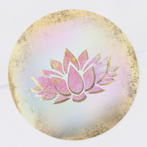 pink gold lotus flower logo classic round sticker