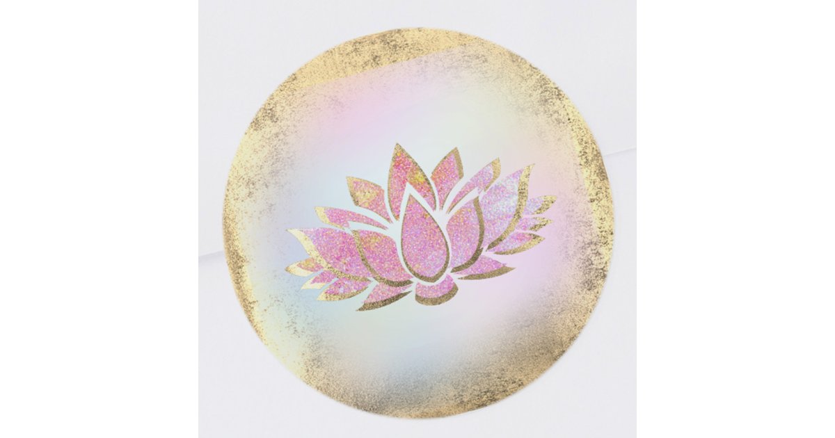 pink gold lotus flower logo classic round sticker | Zazzle