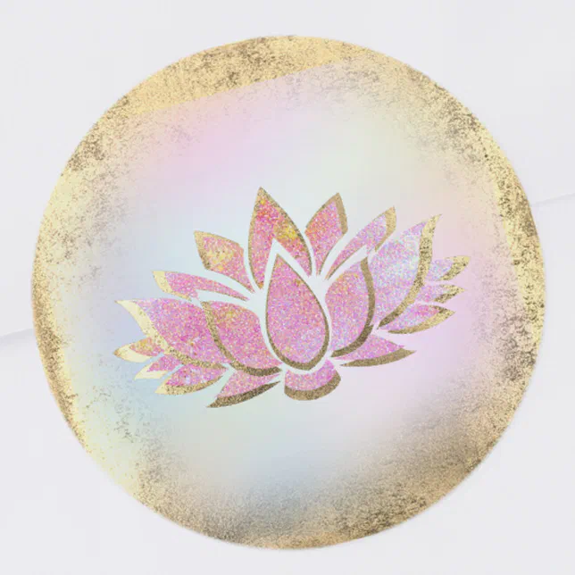 pink gold lotus flower logo classic round sticker | Zazzle