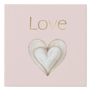 Pink Gold Love Heart Faux Canvas Print