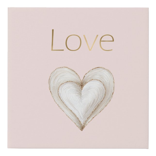 Pink Gold Love Heart Faux Canvas Print (Front)