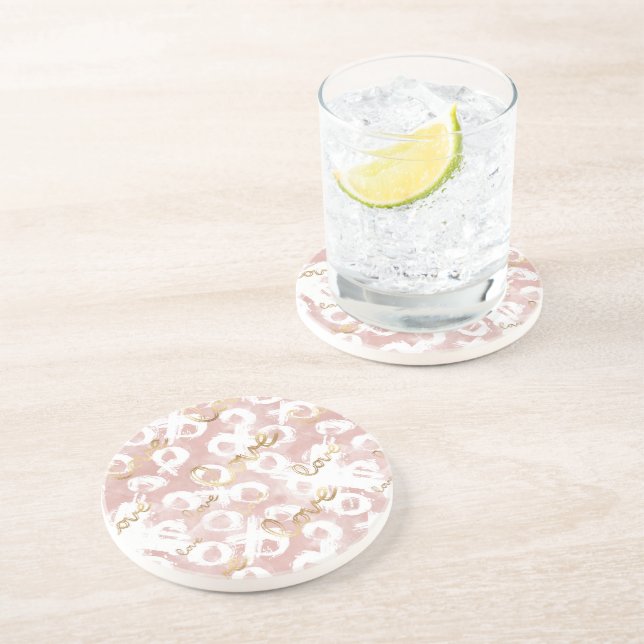 Pink Gold Love XO Coaster (Side)