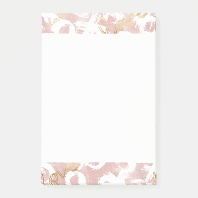 Pink Gold Love XO Post-it Notes (Front)