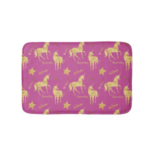Pink Gold Magical Unicorn Bath Mat