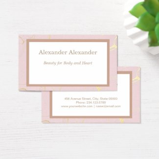 Pink Gold Marble Business Card
