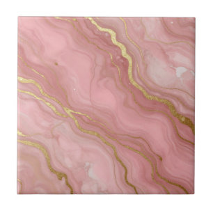 Pink Gold Marble Luxury Abstract Ceramic Tile