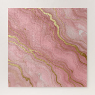 Pink Gold Marble Luxury Abstract Jigsaw Puzzle