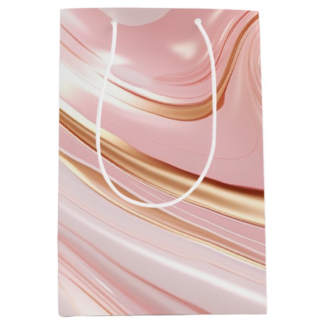 Pink & Gold Marble Medium Gift Bag (Front)