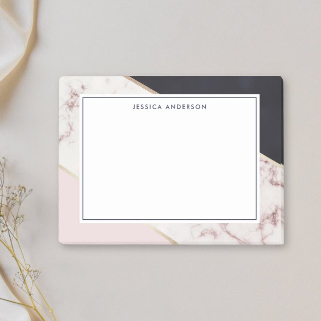 Pink Gold Marble Personalized Name Post-it Notes (Creator Uploaded)