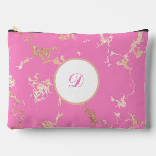 Pink & Gold Marble Pretty Custom  Accessory Pouch