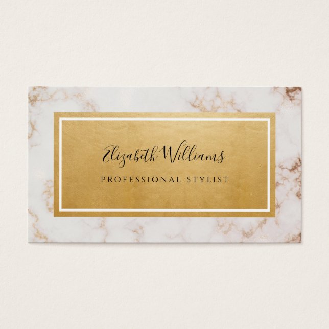 Pink Gold Marble Stylist Business Cards (Front)
