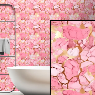 Pink & Gold Marbled Wallpaper