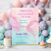 Pink Gold Mermaid Baby Shower Invitation