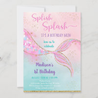 Pink Gold Mermaid Birthday Invitation