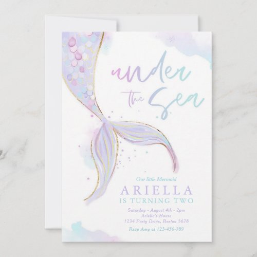 Pink Gold Mermaid Birthday Under The Sea Invitation