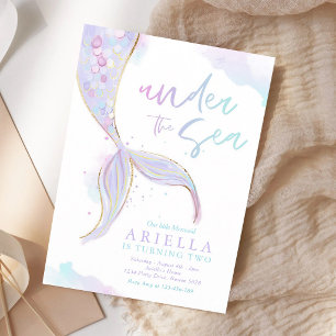 Pink Gold Mermaid Birthday Under The Sea Invitation
