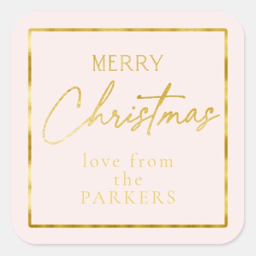 Pink Gold Merry Christmas ID1009 Square Sticker