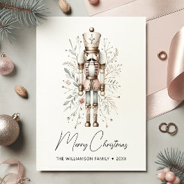 Pink & Gold Merry Christmas Nutcracker Card