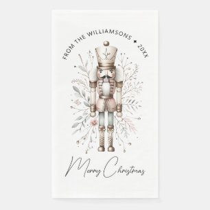 Pink & Gold Merry Christmas Nutcracker Paper Guest Towels