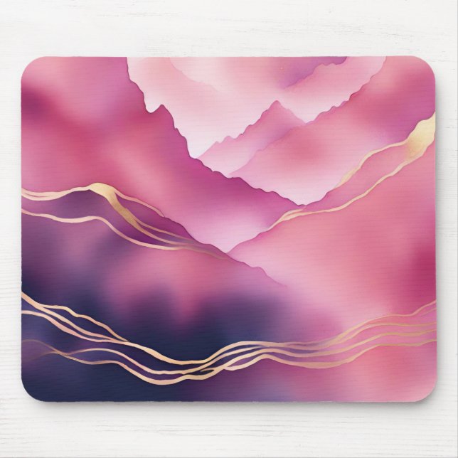 Pink Gold Metallic Marble Stone  Mouse Pad (Front)