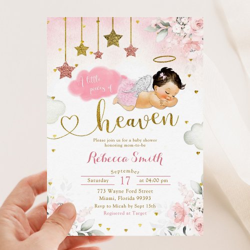 Pink Gold Mexican Baby Angel Baby Shower Invitation