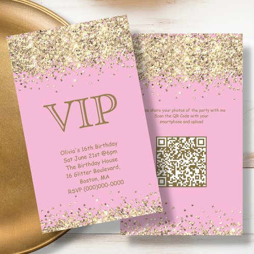 Pink  Gold  Mini VIP Birthday Invitation