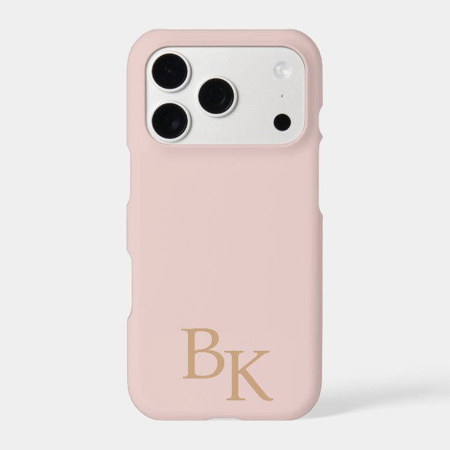 Pink Gold Minimal Personalized Initial Monogram Iphone Case (Back)