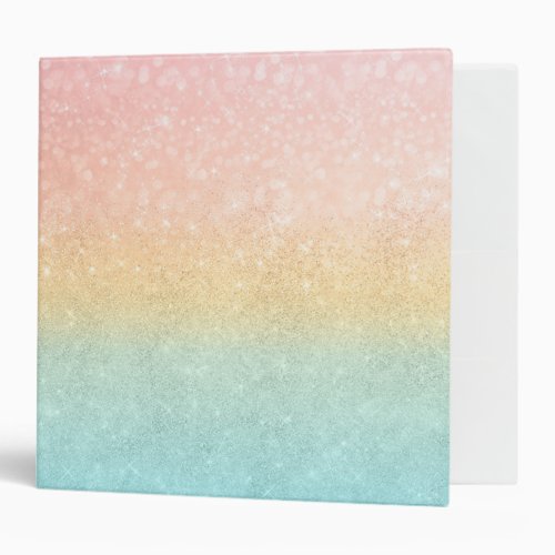 Pink Gold Mint Glitter Ombre Luxury Design 3 Ring Binder