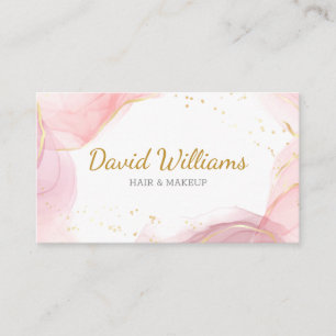 Pink Gold Modern Art Liquid Watercolor Business Ca Business Card