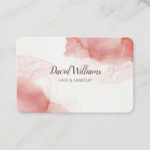 Pink Gold Modern Art Liquid Watercolor Business Ca Business Card