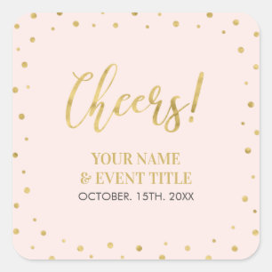 Pink & Gold   Modern Cheers Adult Birthday Favor Square Sticker