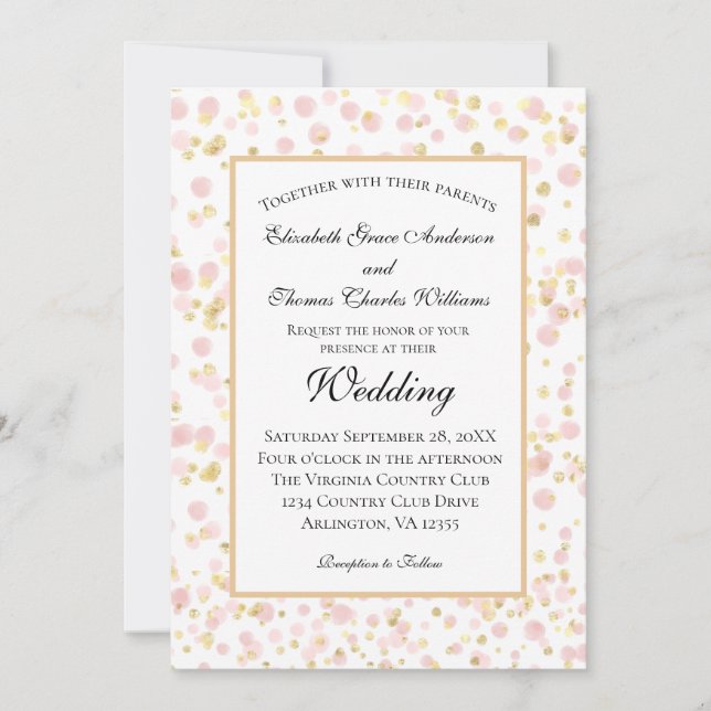 Pink Gold Modern Chic Wedding Invitation (Front)