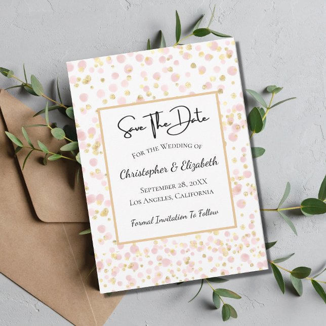 Pink Gold Modern Chic Wedding  Save The Date (Creator Uploaded)