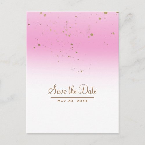 Pink  Gold Modern Glam Chic Wedding Save the Date Announcement Postcard